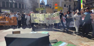 Protesta en la Plaza de la Virgen contra macroplantas de biometano