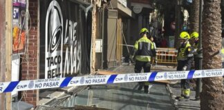 Daños en un ventanal causado por el viento en Valencia