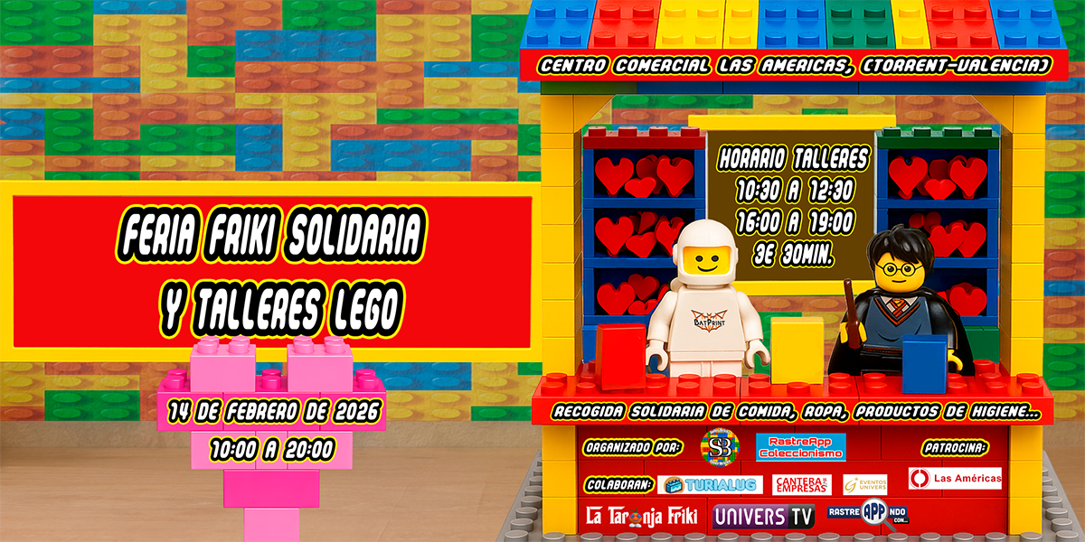 Banner de la Feria Friki Solidaria y Talleres LEGO en Torrent