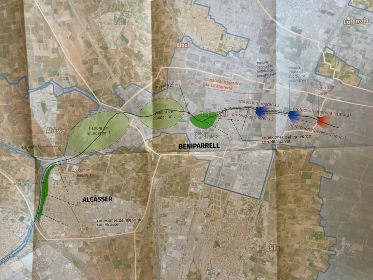Mapa de actuaciones frente a la DANA en Alcàsser y municipios cercanos