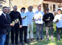 Grupo de chefs sosteniendo alcachofas en El Puig de Santa María