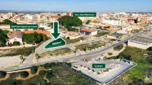 Vista aérea del solar destinado a viviendas de alquiler en Picassent