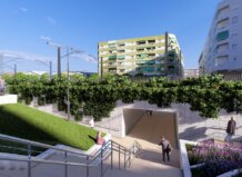 Propuesta de soterramiento del paso a nivel en Alfafar con vegetación