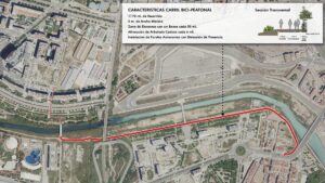 Mapa del nuevo carril bici y peatonal en el Jardí del Túria