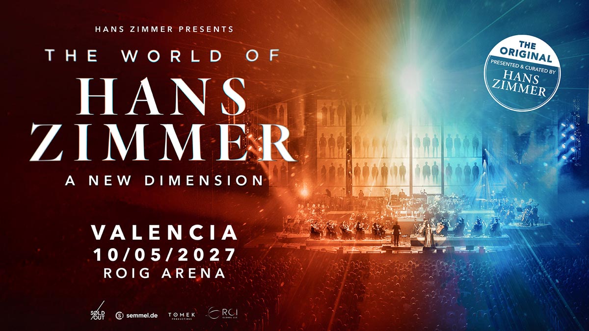 Cartel del espectáculo The World of Hans Zimmer en Roig Arena, Valencia.