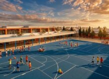 Niños jugando en el patio del CEIP Vicente Nicolau Balaguer en Manises
