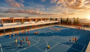 Niños jugando en el patio del CEIP Vicente Nicolau Balaguer en Manises