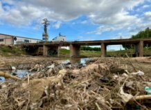 Puente sobre el barranco de Picassent con desechos y vegetación