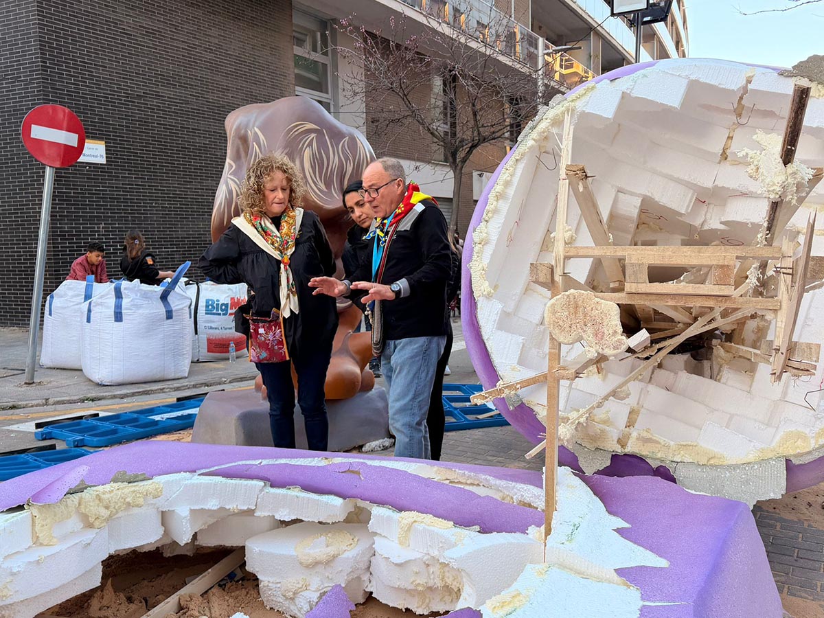 Falla Escultor Vicente Pallardó caída por fuertes vientos en Torrent