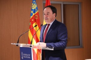 Juanfran Pérez Llorca durante su discurso como president de la Generalitat