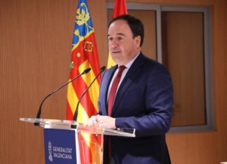 Juanfran Pérez Llorca durante su discurso como president de la Generalitat