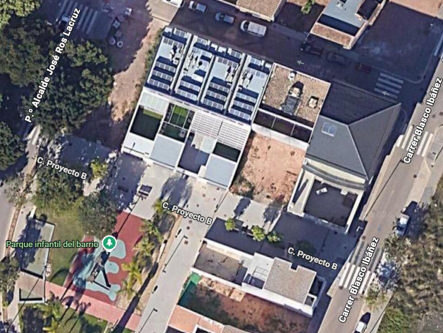 Vista aérea del nuevo paseo Guillem Agulló en Foios