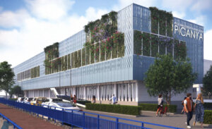 Vista exterior de la piscina cubierta y centro deportivo de Picanya