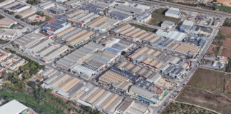 Vista aérea de los polígonos industriales en Paiporta