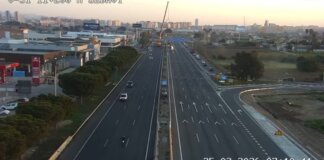 Vista de la Pista de Silla con obras y tráfico denso