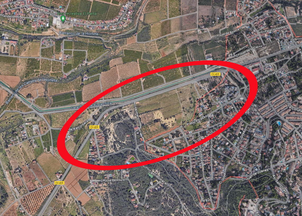 Mapa de terrenos urbanizables en El Vedat de Torrent