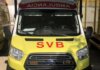 Ambulancia SVB en el lugar de un accidente de tráfico en Valencia