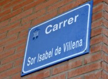 Placa del callejero de Sor Isabel de Villena en La Pobla de Farnals
