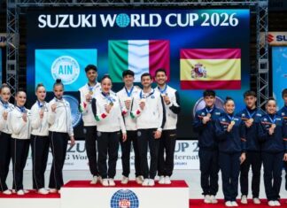 Gimnastas del Club Abetmar en el podio de la Suzuki World Cup 2026