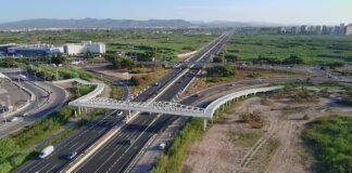 Vista aérea del nuevo carril bici en Massalfassar