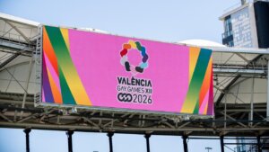 Pantalla de presentación de los Gay Games en Valencia 2026