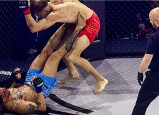 El Roig Arena hace récord de asistencia consolidando las MMA con más de 14.000 personas por primera vez en España Luchadores en combate durante evento de MMA en Roig Arena