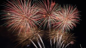 Fuegos artificiales iluminando el cielo en València durante la celebración.