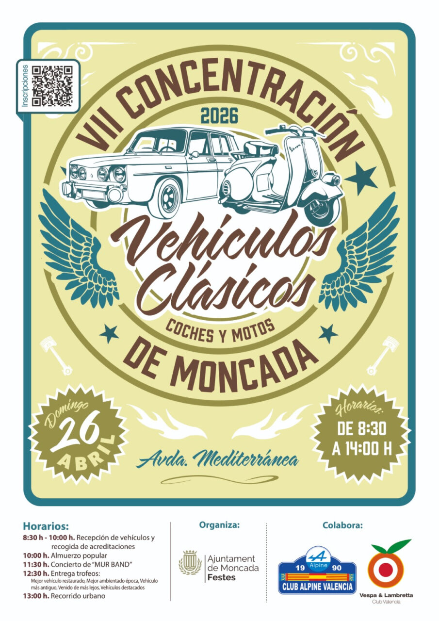 Cartel de la VII Concentración de Vehículos Clásicos en Moncada