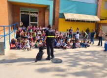 La Policía Local de Sedaví promueve la prevención del acoso escolar en los colegios con su unidad canina La Policía Local de Sedaví con su unidad canina en un centro educativo