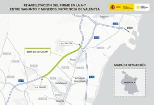 mapa obras A-7 entre Museros y Sagunt