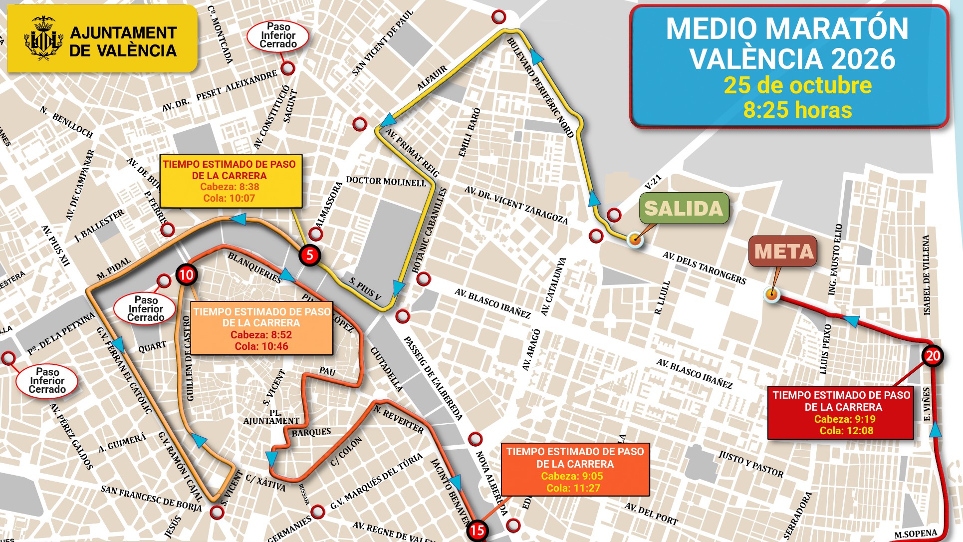 Mapa dispositivo seguridad Media Maratón València