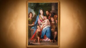 Cuadro Sagrada Familia con San Juanito y ángeles músicos de jose vergara