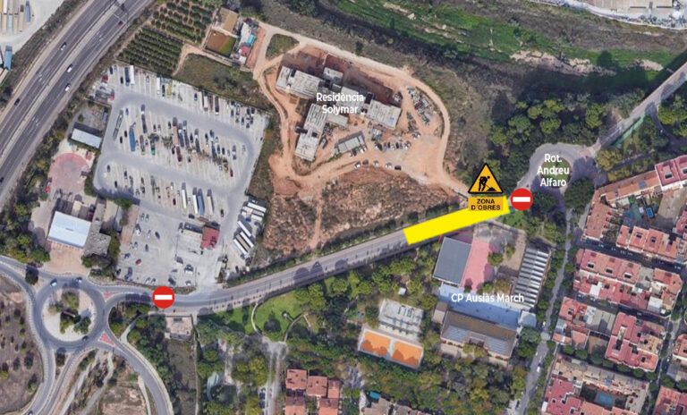 mapa de las obras de asfaltado de Picanya junto a la residencia solimar